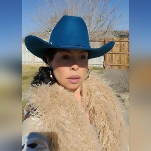 Sapphire Cowboy Hat with Silver Buckle